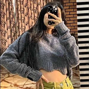 Zara Grey knit party top